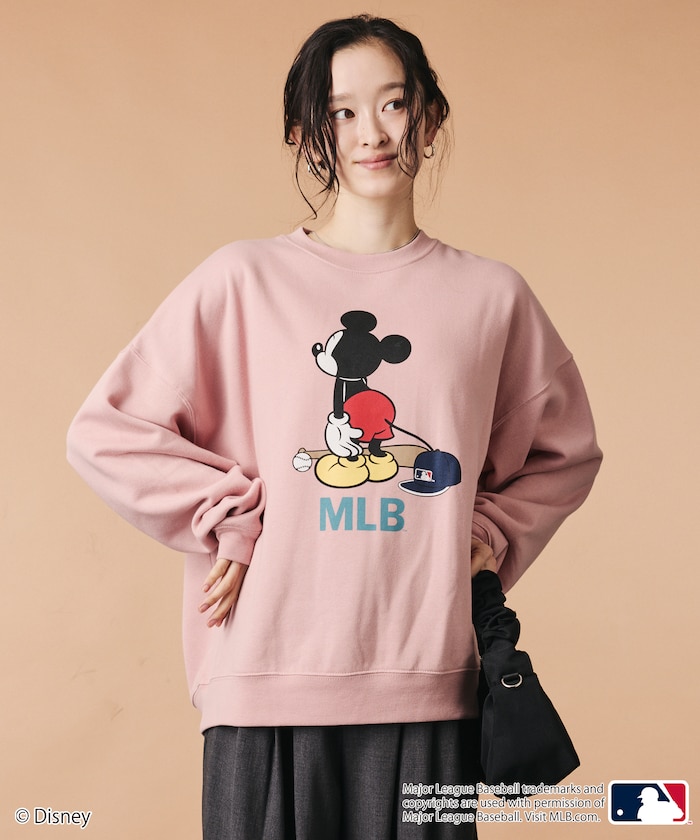 Mickey×MLB 別注 ビックシルエット クルーネック スウェット 【限定展開】