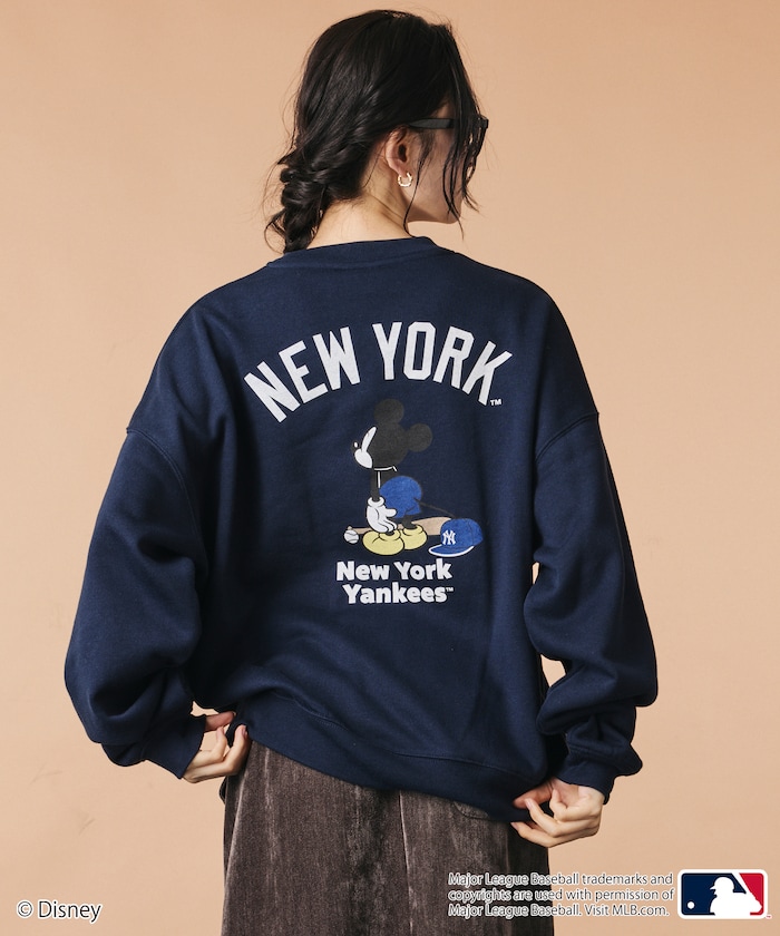 Mickey×YANKEES 別注 ビックシルエット クルーネック スウェット 【限定展開】