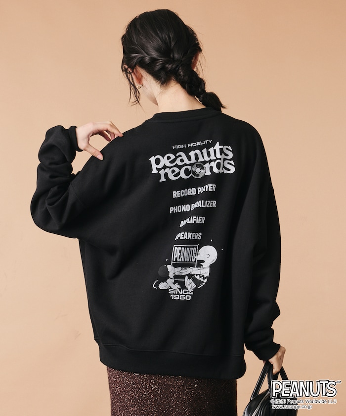PEANUTS 特別定制 寬鬆版型 黑膠唱片大學T