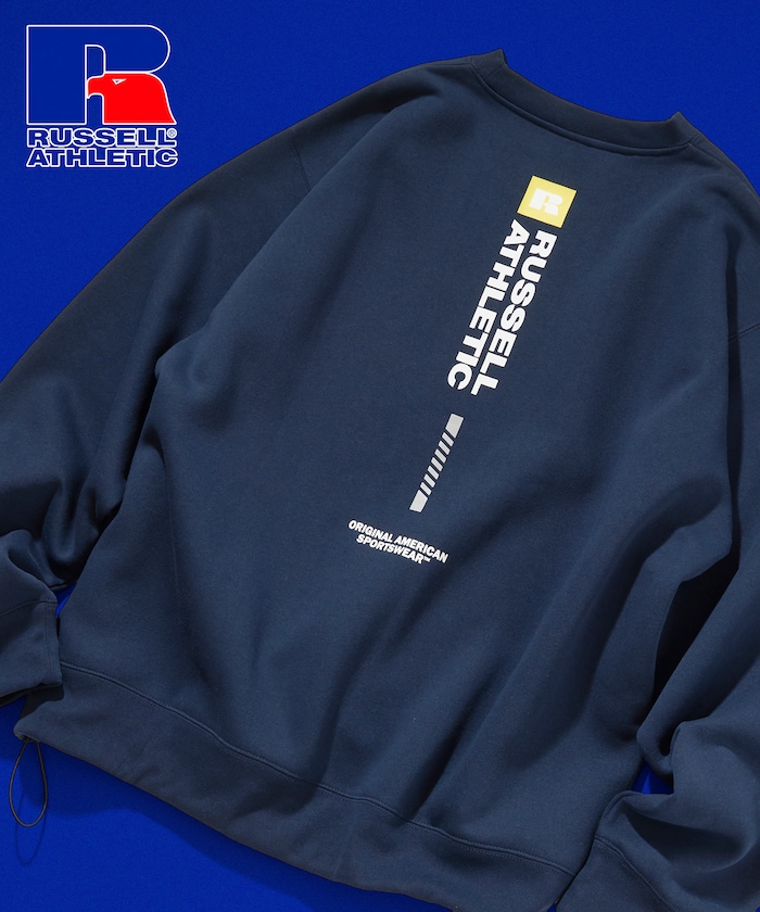 別注 バックプリント バーティカル ロゴ クルーネック スウェット 【限定展開】