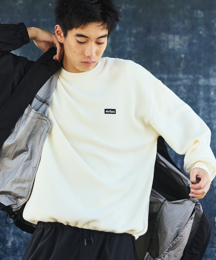 WILD THINGS×FREAK'S STORE/ワイルドシングス 別注 ビッグシルエット ワッフル ロングスリーブサーマル  / ヘムコード 【限定展開】
