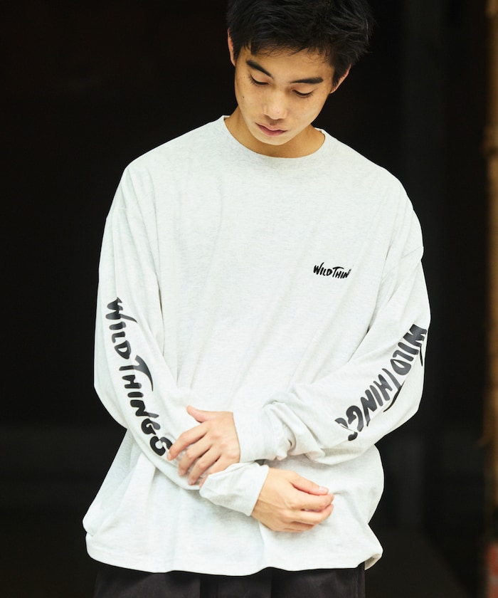 WILD THINGS×FREAK'S STORE/ワイルドシングス 別注 ビッグシルエット 袖プリント ロングスリーブTシャツ 【限定展開】