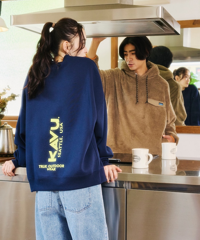 KAVU×FREAK'S STORE / カブ― 別注 クルーネック スウェット / バーチャルロゴ 【限定展開】