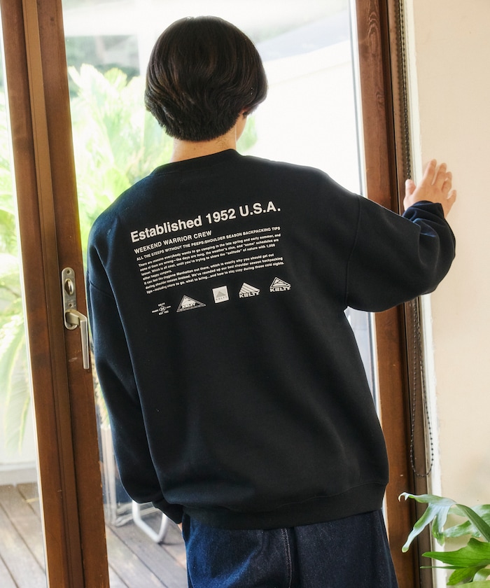 KELTY×FREAK’S STORE/ケルティ 別注 ヒストリーロゴ バックプリント クルーネックスウェット 【限定展開】