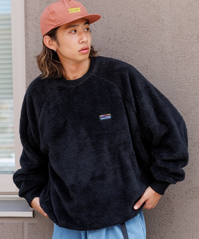リラックスフィット ラグランスリーブ シャギーフリース プルオーバー【限定展開】