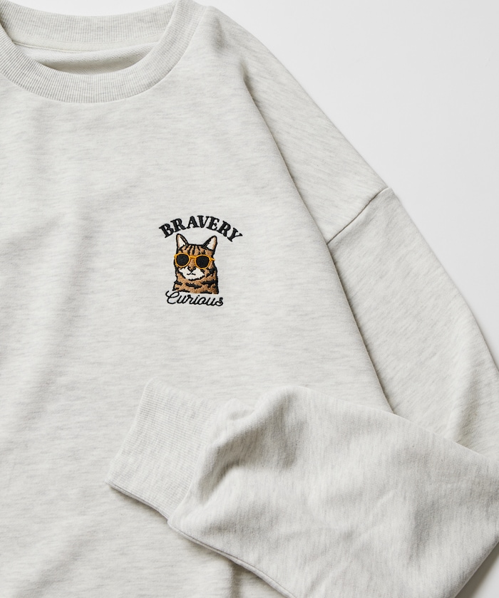 リラックスフィット ワンポイント刺繍 クルーネック スウェット / BRAVERY 【限定展開】