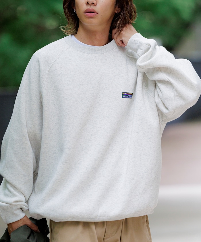 ビッグシルエット ワンポイントロゴ ラグランスリーブ スピンドル スウェット 【限定展開】