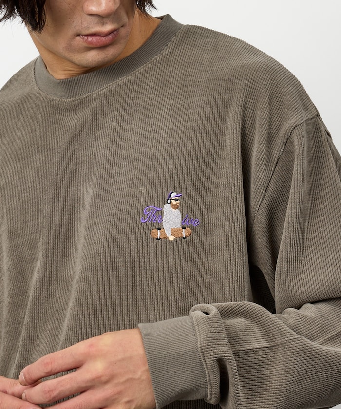 ワンポイント刺繍 カットソーコーデュロイ プルオーバー 【限定展開】