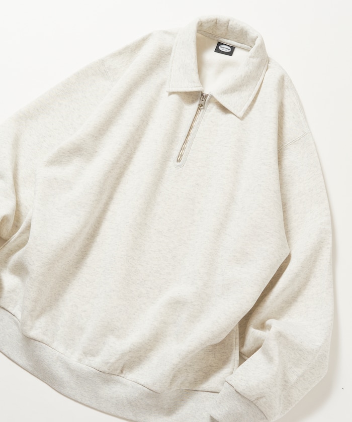 ハーフジップ衿付き プルオーバー POLOスウェット / 裏起毛 【限定展開】