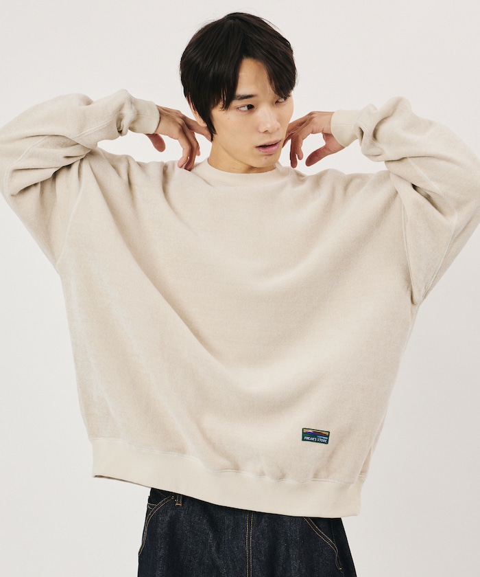 ワンポイントロゴ カットシェニール クルーネック スウェット 【限定展開】