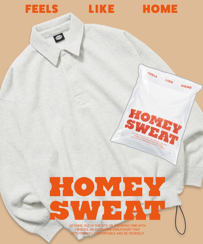 HOMEY SWEAT リラックスフィット パックスウェット ヘムコード ポロカラー ソフト 裏起毛 【限定展開】