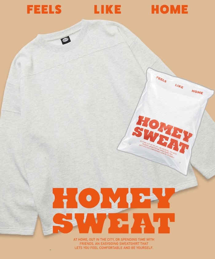 HOMEY SWEAT リラックスフィット パックスウェット フットボール クルーネック ソフト 裏起毛 【限定展開】