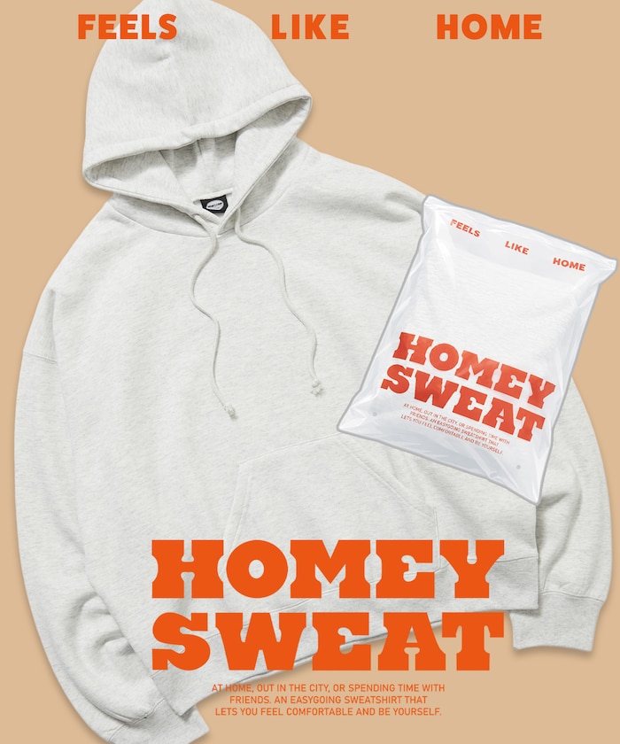 HOMEY SWEAT リラックスフィット パックスウェット プルオーバーパーカー ソフト 裏起毛 【限定展開】