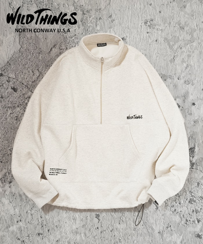 別注 WILD THINGS ハーフジップ スウェット ワンポイントロゴ / ワイルドシングス 【限定展開】