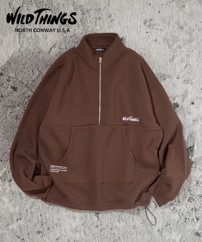 別注 WILD THINGS ハーフジップ スウェット ワンポイントロゴ / ワイルドシングス 【限定展開】