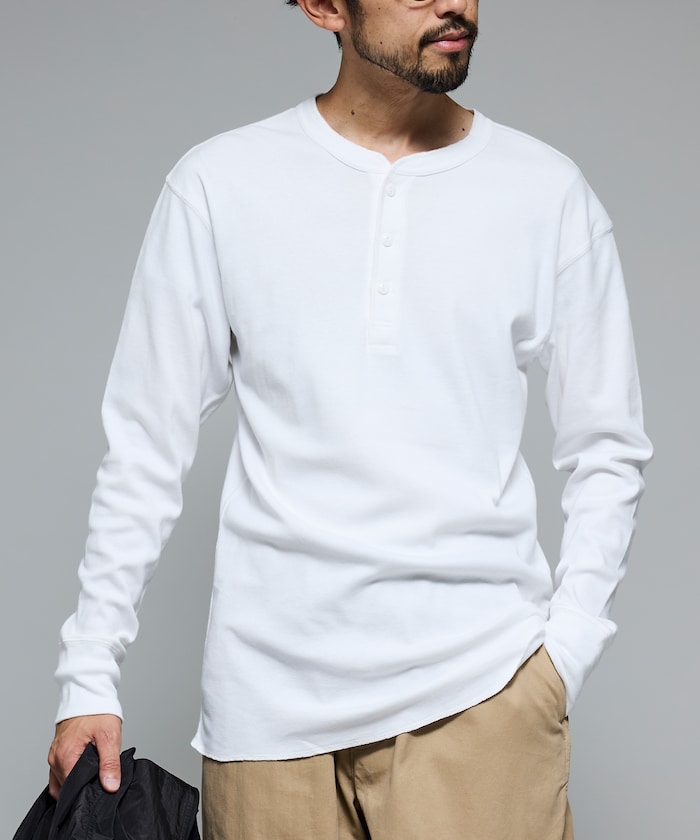 フライス ヘンリーネック ロングスリーブ パックTシャツ 【限定展開】