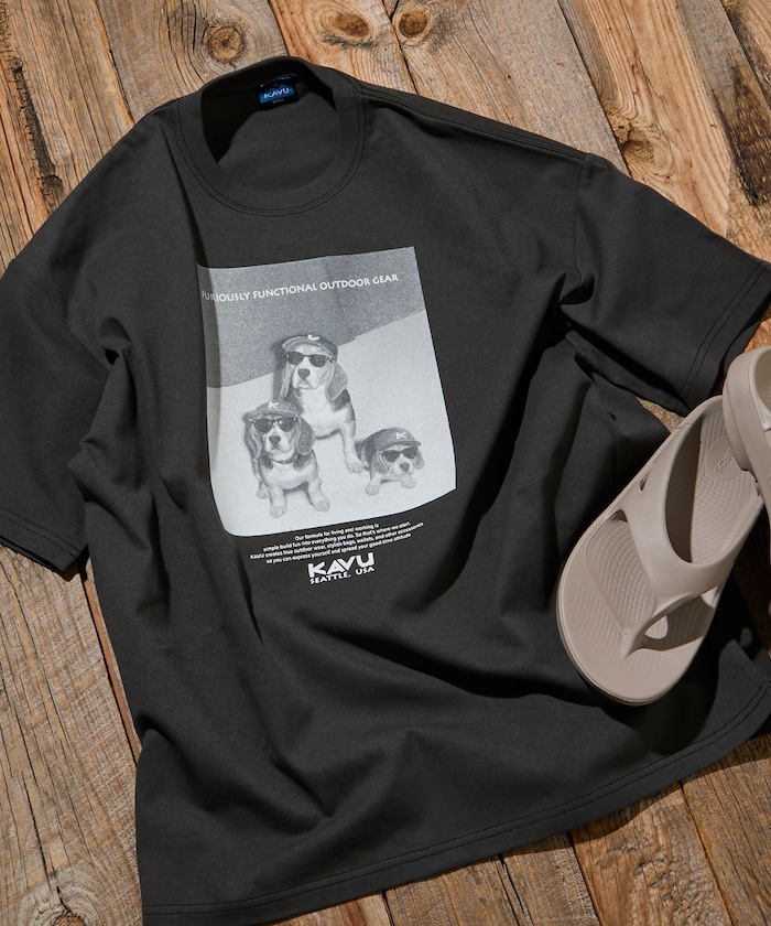 KAVU×FREAK'S STORE/カブー 別注 ビッグシルエット フォトプリント Tシャツ / DOG【限定展開】