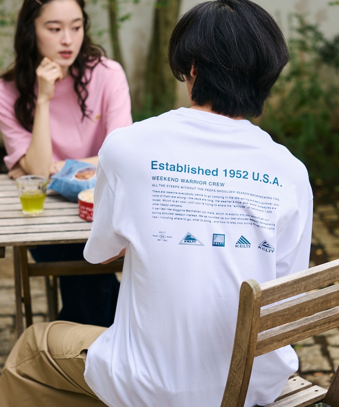 KELTY×FREAK’S STORE/ケルティ 別注 ビッグシルエット ヒストリーロゴ バックプリント クルーネックTシャツ 【限定展開】