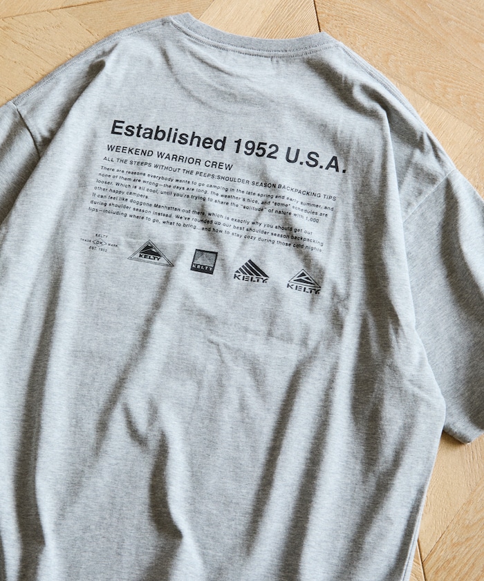 KELTY×FREAK’S STORE/ケルティ 別注 ビッグシルエット ヒストリーロゴ バックプリント クルーネックTシャツ 【限定展開】