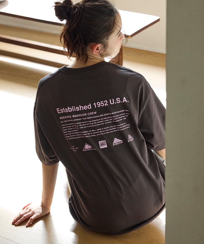 KELTY×FREAK’S STORE/ケルティ 別注 ビッグシルエット ヒストリーロゴ バックプリント クルーネックTシャツ 【限定展開】