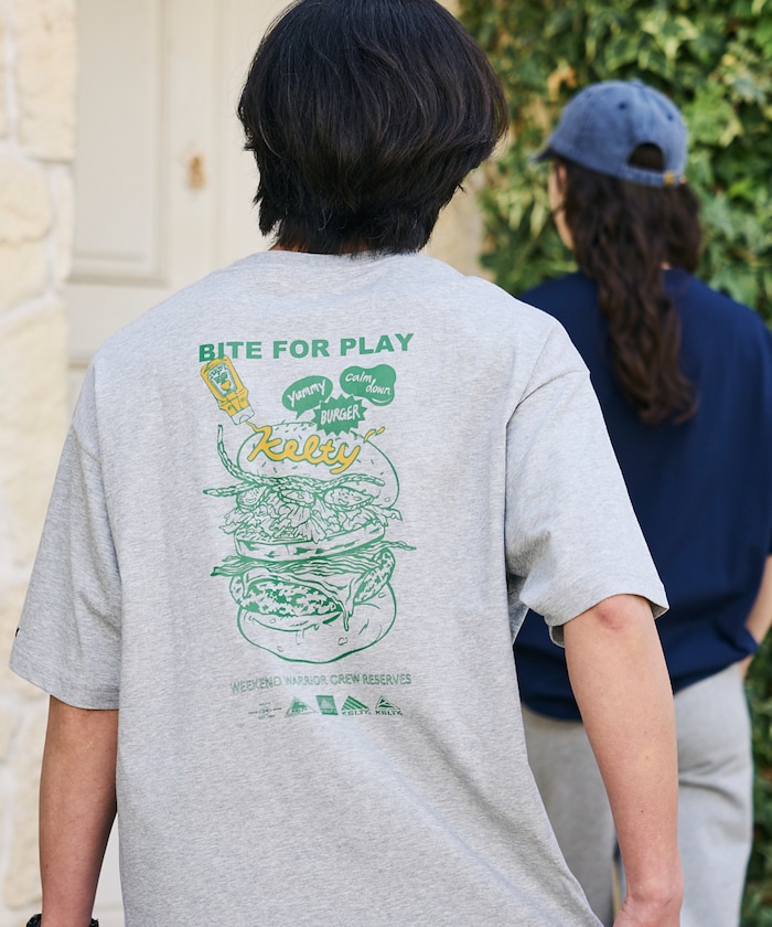 KELTY×FREAK'S STORE/ケルティ 別注 ビッグシルエット バーガーロゴ バックプリント クルーネックTシャツ 【限定展開】