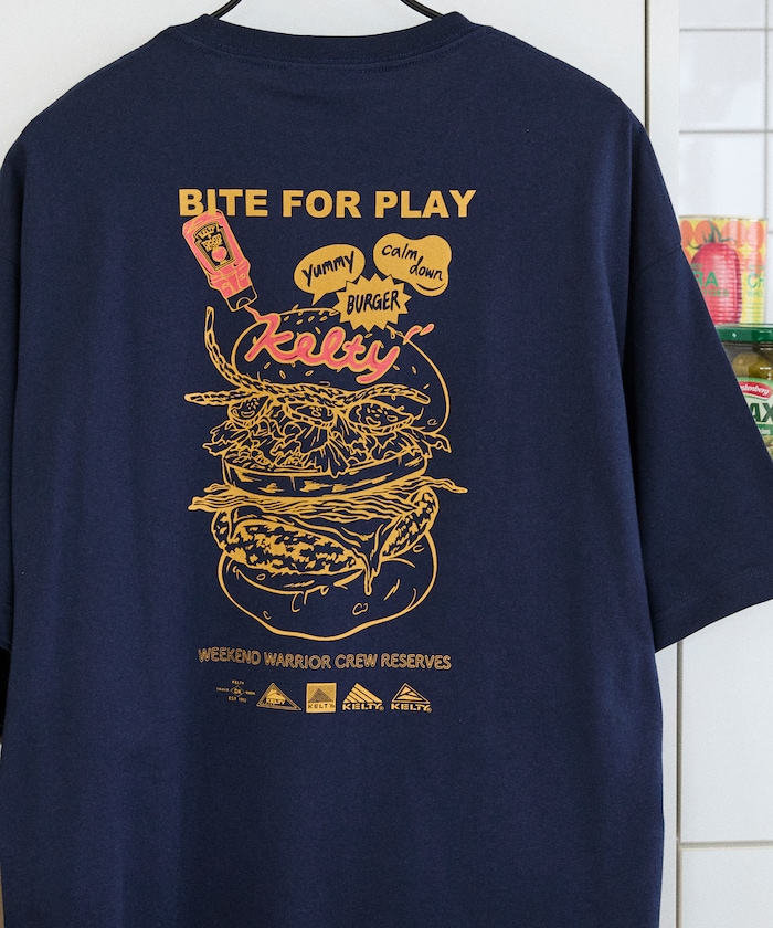 KELTY×FREAK'S STORE/ケルティ 別注 ビッグシルエット バーガーロゴ バックプリント クルーネックTシャツ 【限定展開】