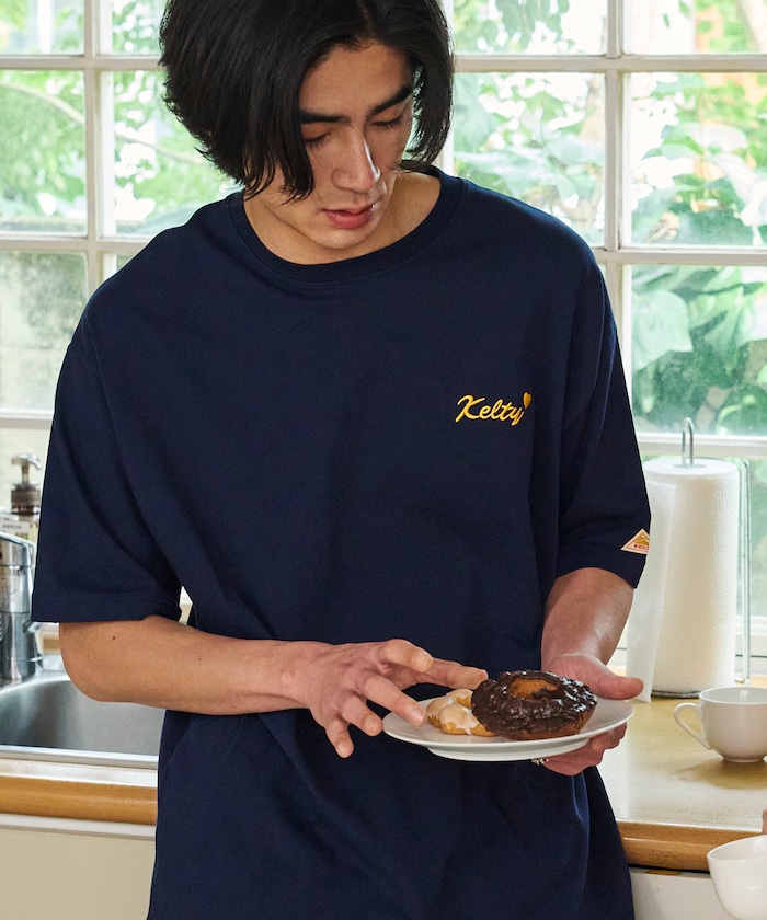 KELTY×FREAK'S STORE/ケルティ 別注 ビッグシルエット ロゴワンポイント ハート刺繍 クルーネックTシャツ 【限定展開】