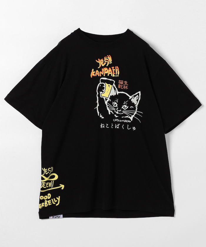 猫と麦酒 TEE クルーネックTシャツ【限定展開】