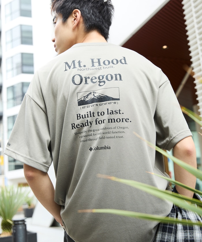 Columbia×FREAK'S STORE/コロンビア 別注 インペリアルパーク マウンテンロゴ バックプリント クルーネック Tシャツ 【限定展開】
