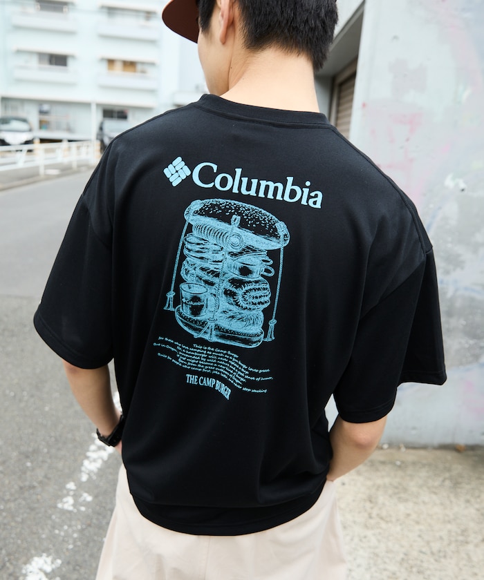 Columbia×FREAK'S STORE/コロンビア 別注 インペリアルパーク バーガーモチーフ バックプリント クルーネック Tシャツ 【限定展開】