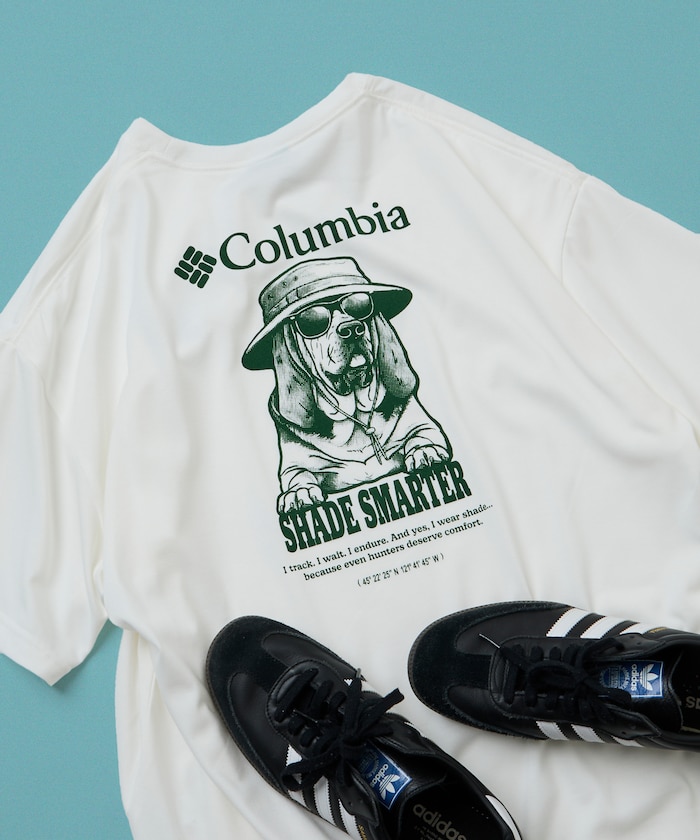 Columbia×FREAK'S STORE/コロンビア 別注 インペリアルパーク ドッグモチーフ バックプリント クルーネック Tシャツ 【限定展開】