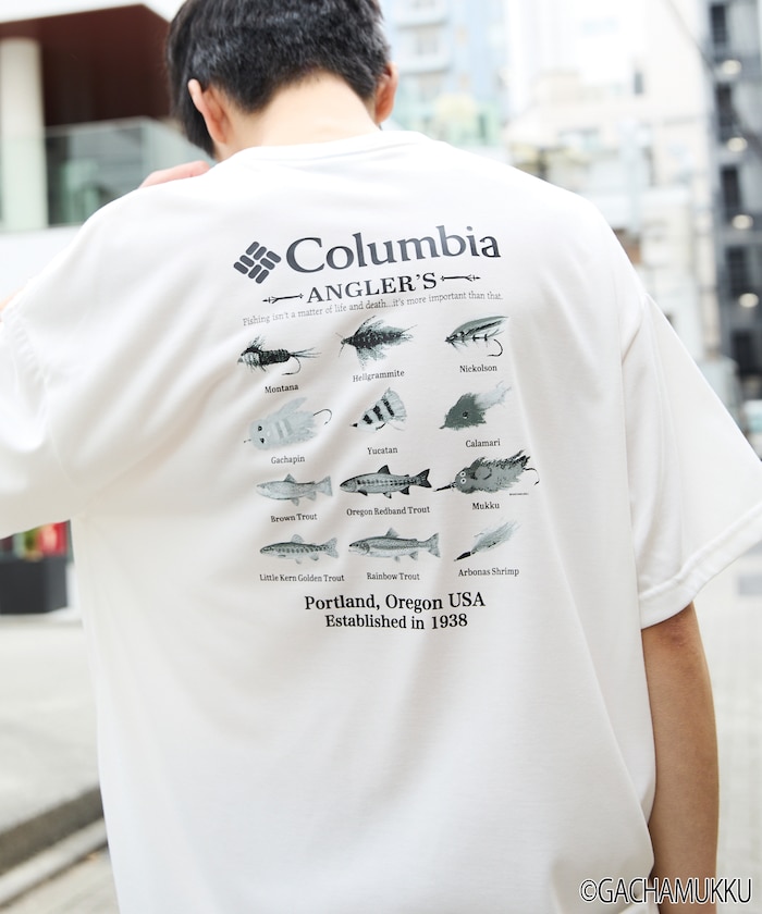 ガチャピン・ムック×Columbia×FREAK'S STORE 別注 インペリアルパーク  ルアーモチーフ バックプリント Tシャツ【限定展開】