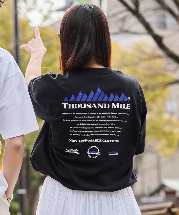 THOUSAND MILE×FREAK'S STORE/サウザンドマイル 別注 バックプリント ヒストリーロゴTシャツ/抗菌防臭/吸水速乾 【限定展開】