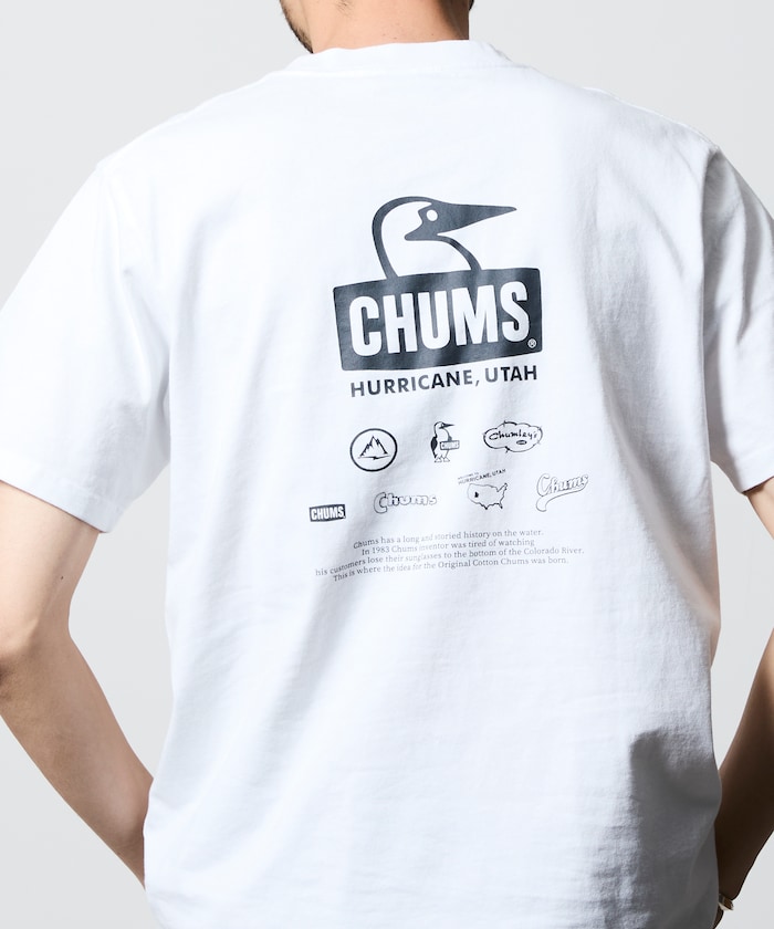 CHUMS×FREAK'S STORE 別注 ヒストリー バックプリント クルーネックTシャツ 【限定展開】