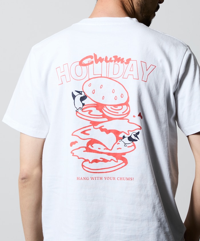 CHUMS×FREAK'S STORE 別注 ブービーバード バックプリント クルーネックTシャツ/バーガーモチーフ 【限定展開】