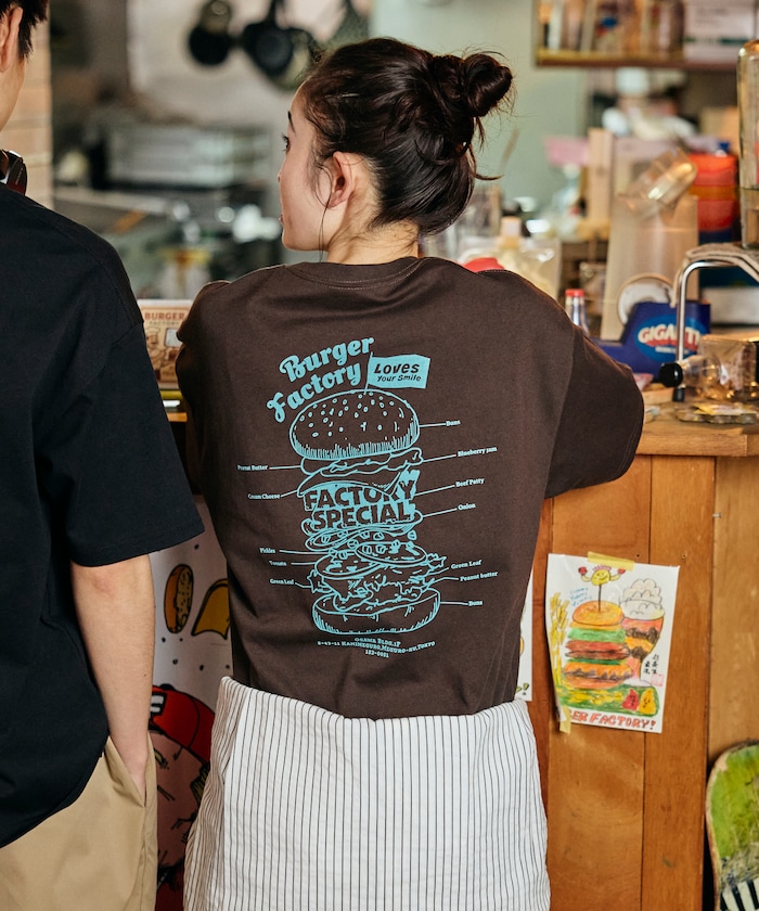 Burger Factory×FREAK'S STORE/バーガーファクトリー 別注 ビッグシルエット バックプリント クルーネックTシャツ 【限定展開】