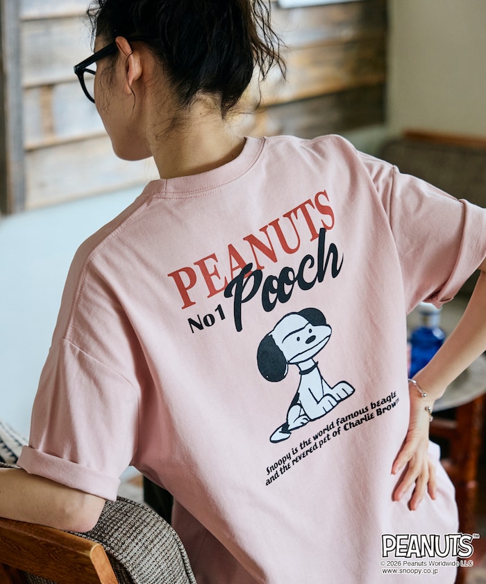 PEANUTS/ピーナッツ 別注 ビッグシルエット バックプリント クルーネックTシャツ/POOCH 【限定展開】