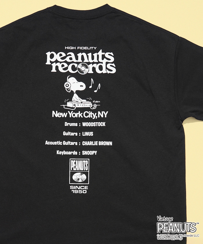 PEANUTS/ピーナッツ 別注 ビッグシルエット バックプリント クルーネックTシャツ/Records 【限定展開】