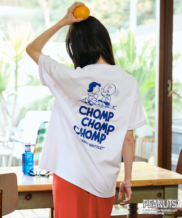 PEANUTS/ピーナッツ 別注 ビッグシルエット バックプリント クルーネックTシャツ/CHOMP 【限定展開】