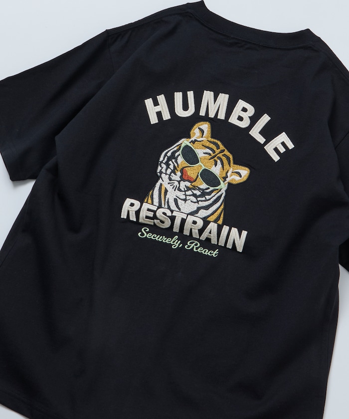 ビッグシルエット デザインバック刺繍 クルーネック Tシャツ / TIGER 【限定展開】