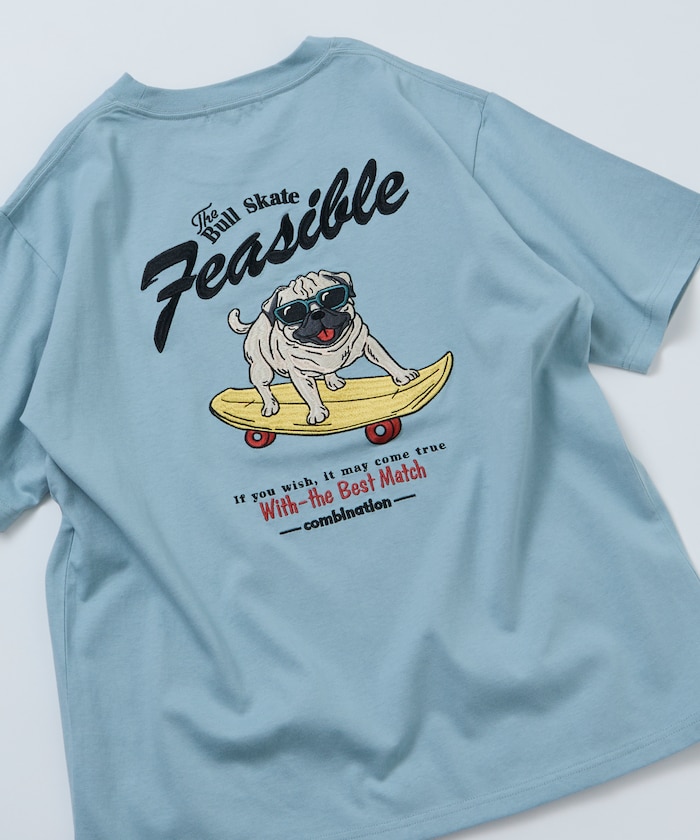 リラックスフィット バック刺繍デザイン クルーネック Tシャツ / Dog 【限定展開】