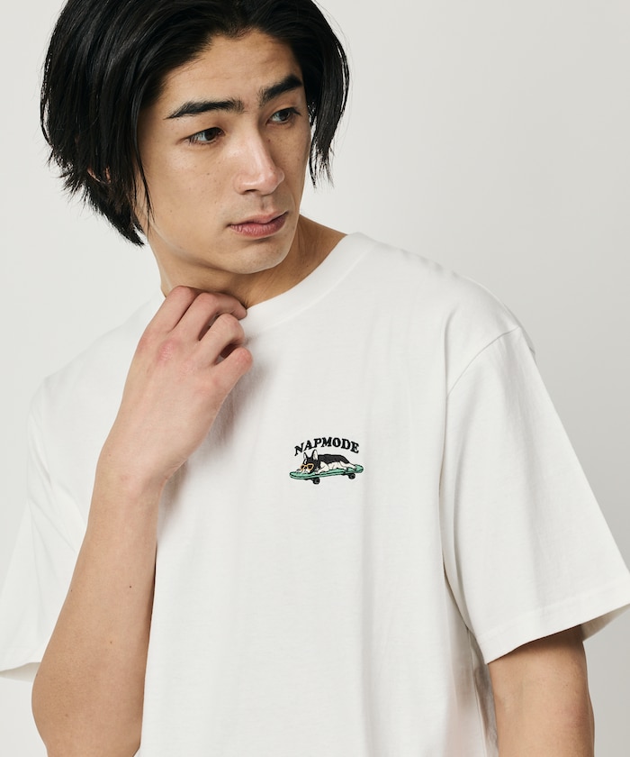 リラックスフィット ワンポイントアニマル刺繍 クルーネック Tシャツ 【限定展開】