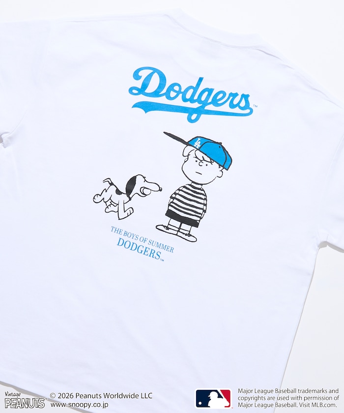 PEANUTS×MLB 別注 ビッグシルエット バックプリント Tシャツ / DODGERS 【限定展開】