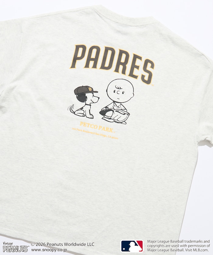 PEANUTS×MLB 別注 ビッグシルエット バックプリント Tシャツ /PADRES 【限定展開】