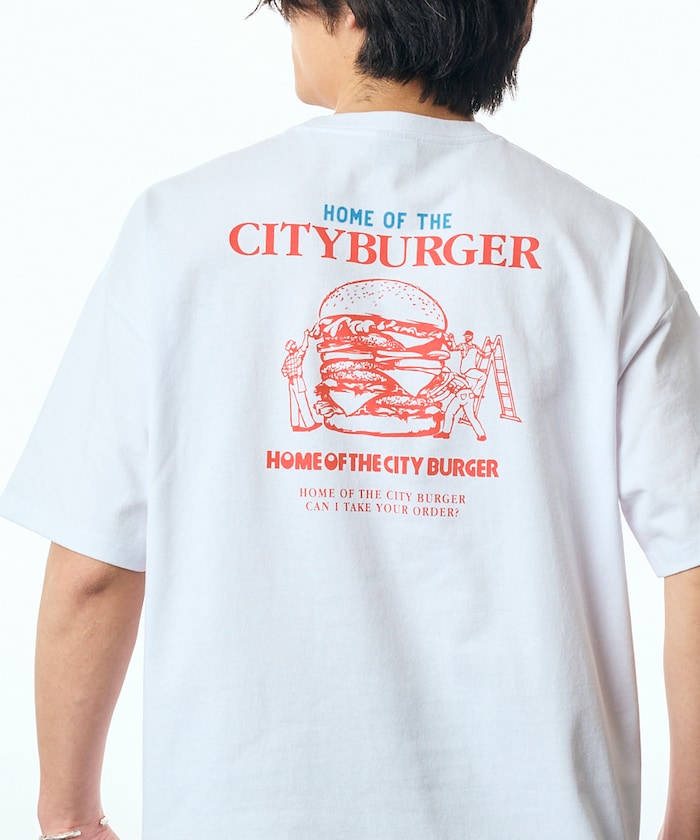 ビッグシルエット バックプリント クルーネック Tシャツ / City Burger 【限定展開】