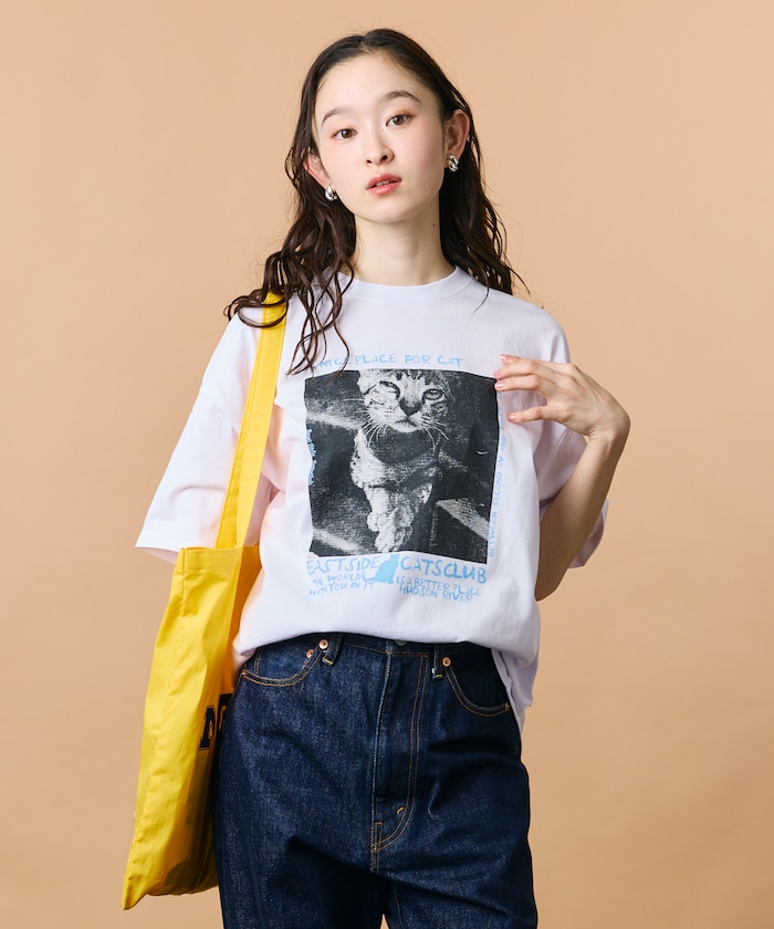 ビッグシルエット バックプリント クルーネック Tシャツ / CAT Photo 【限定展開】