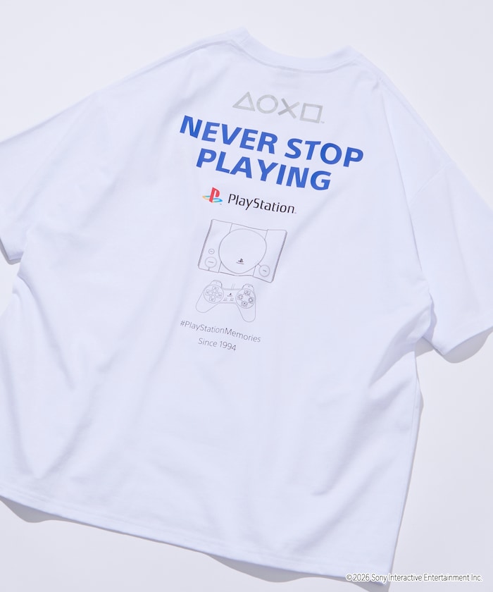 ビッグシルエット ロゴバックプリント クルーネック Tシャツ/PlayStation NEVER STOP 【限定展開】