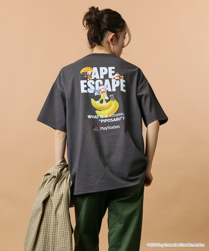 ビッグシルエット バックプリント クルーネック Tシャツ/PlayStation サルゲッチュ/APE ESCAPE 【限定展開】