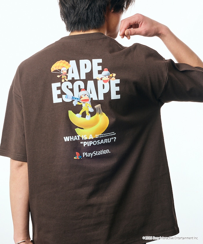 ビッグシルエット バックプリント クルーネック Tシャツ/PlayStation サルゲッチュ/APE ESCAPE 【限定展開】