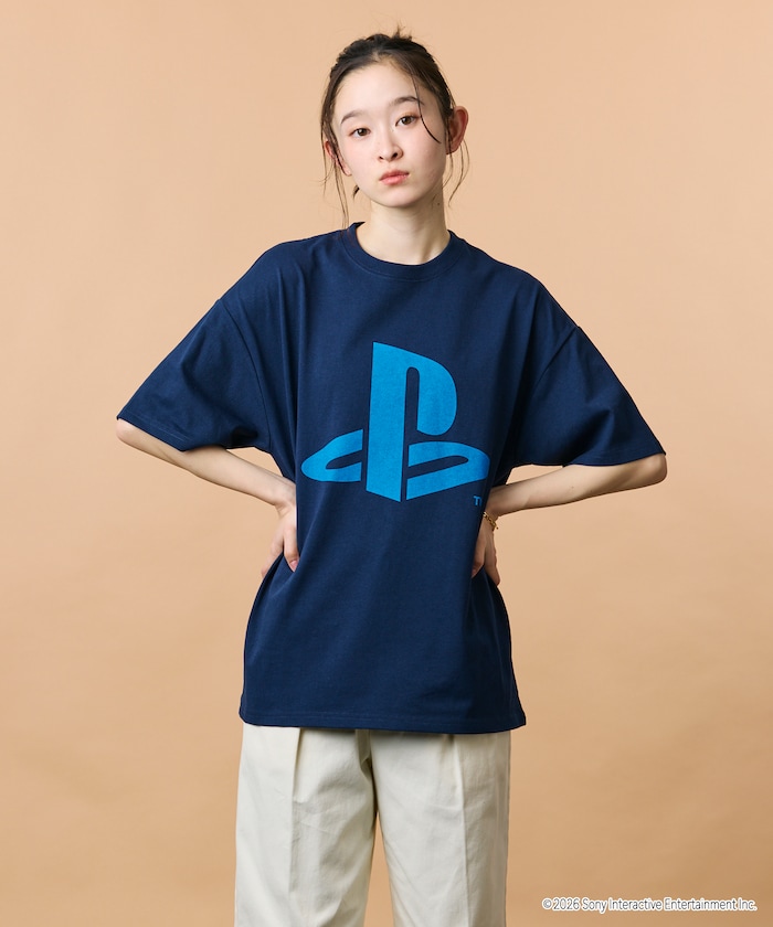 ビッグシルエット ロゴバックプリント クルーネック Tシャツ/PlayStation LOGO 【限定展開】